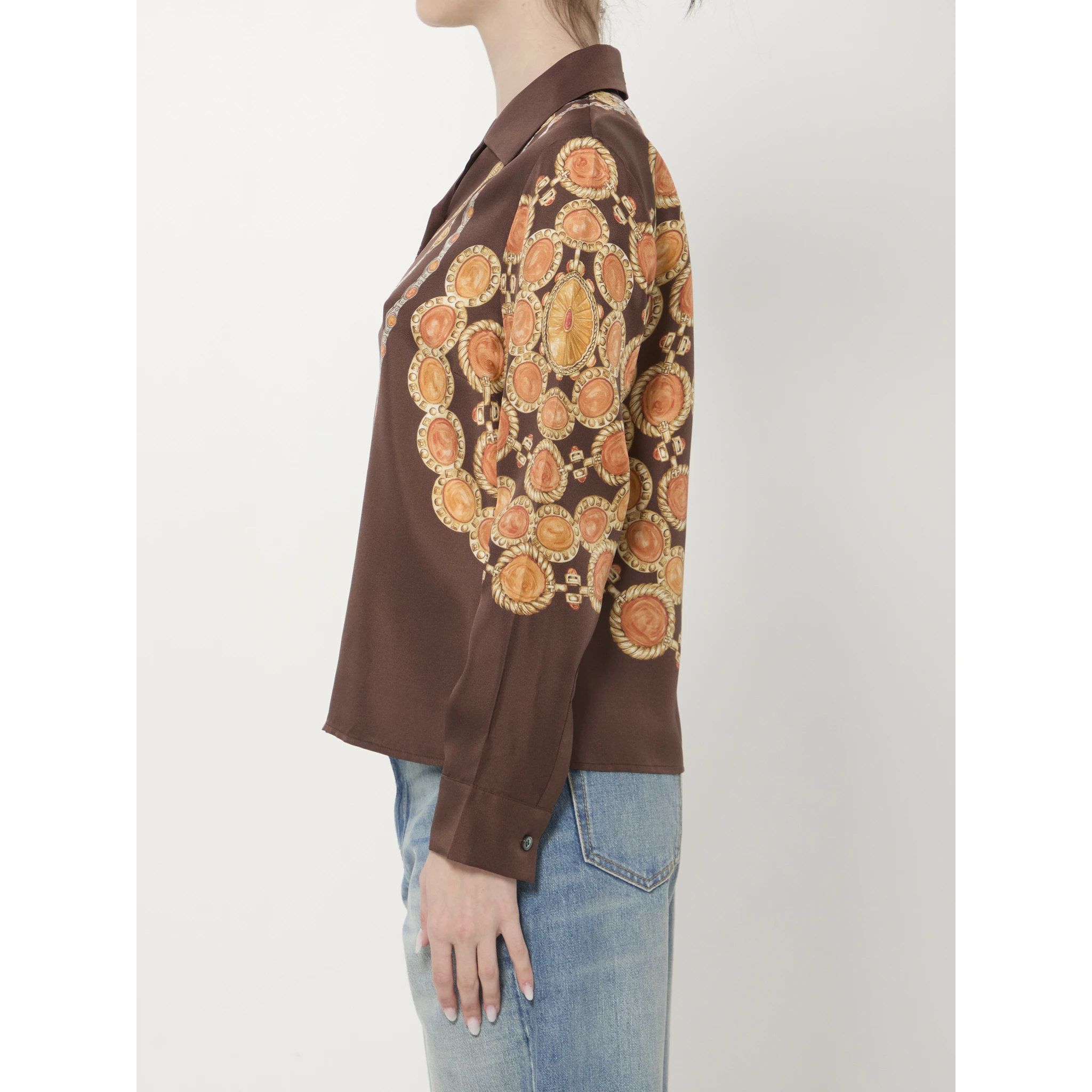 Printed silk twill shirt