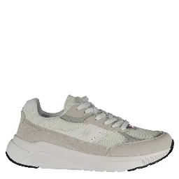 White Polyester Athletic Sneakers