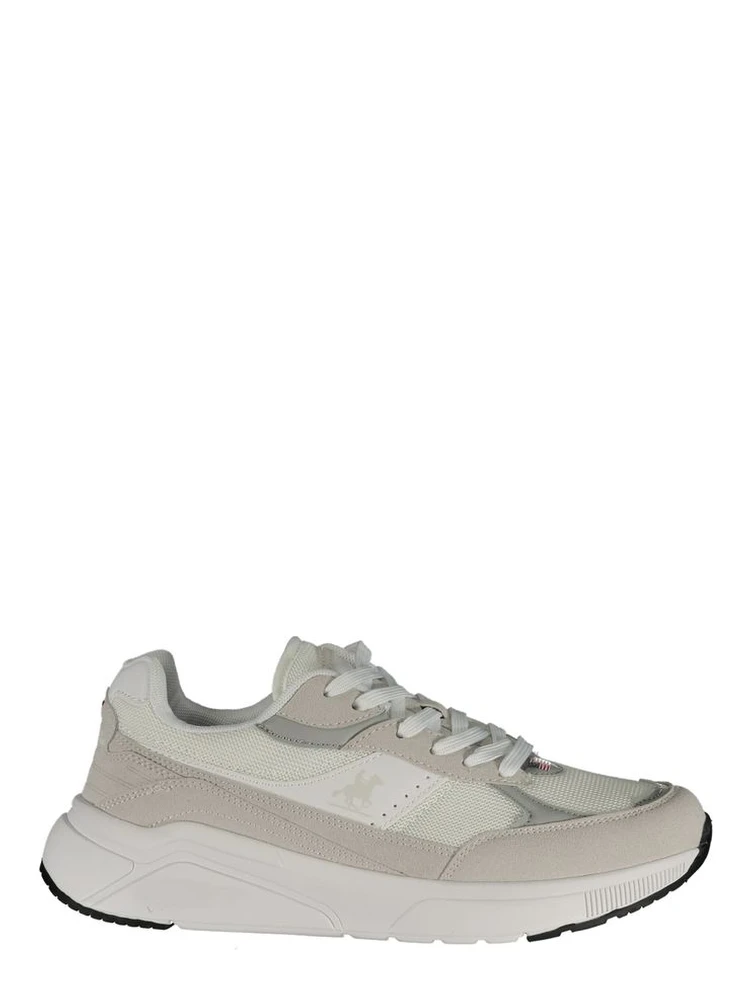 White Polyester Athletic Sneakers