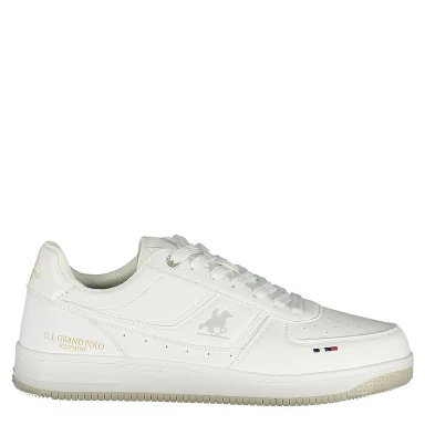 White Polyester Athletic Sneakers