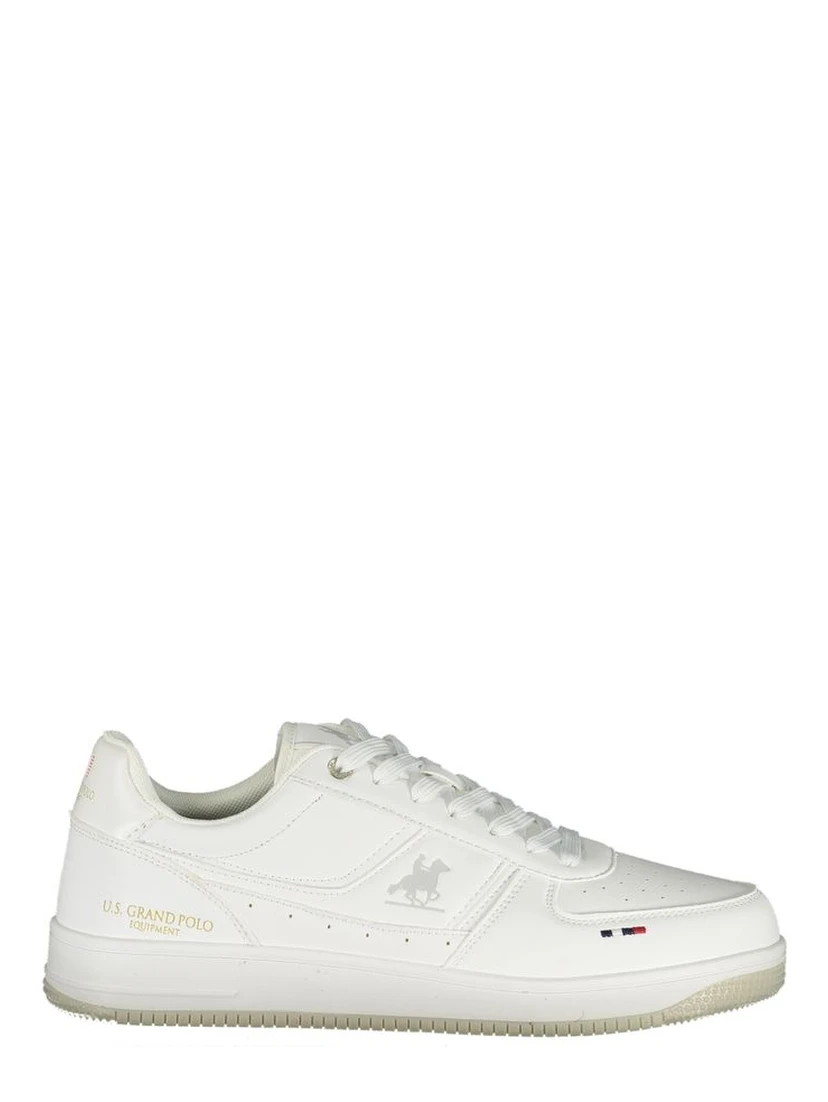White Polyester Athletic Sneakers