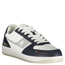 White Polyester Athletic Sneakers
