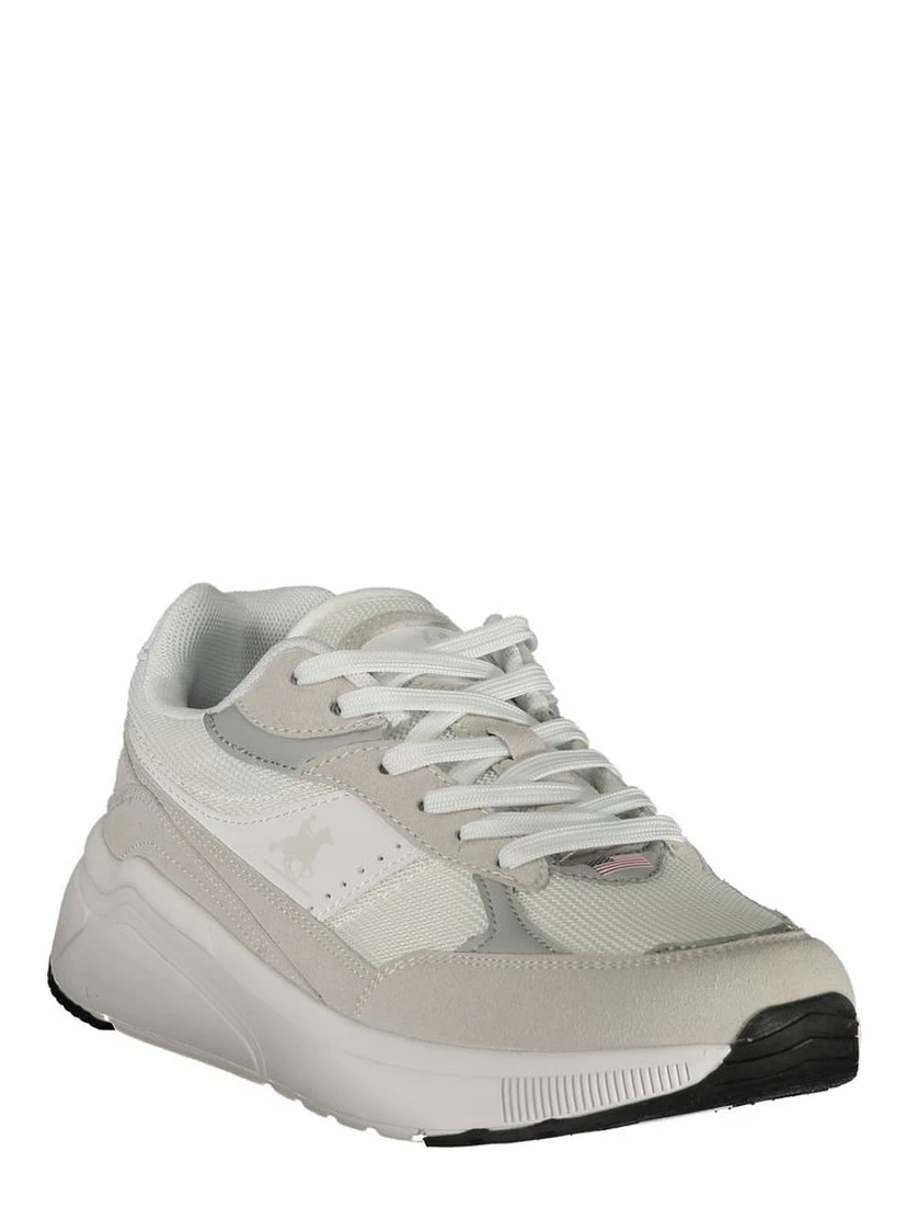 White Polyester Athletic Sneakers