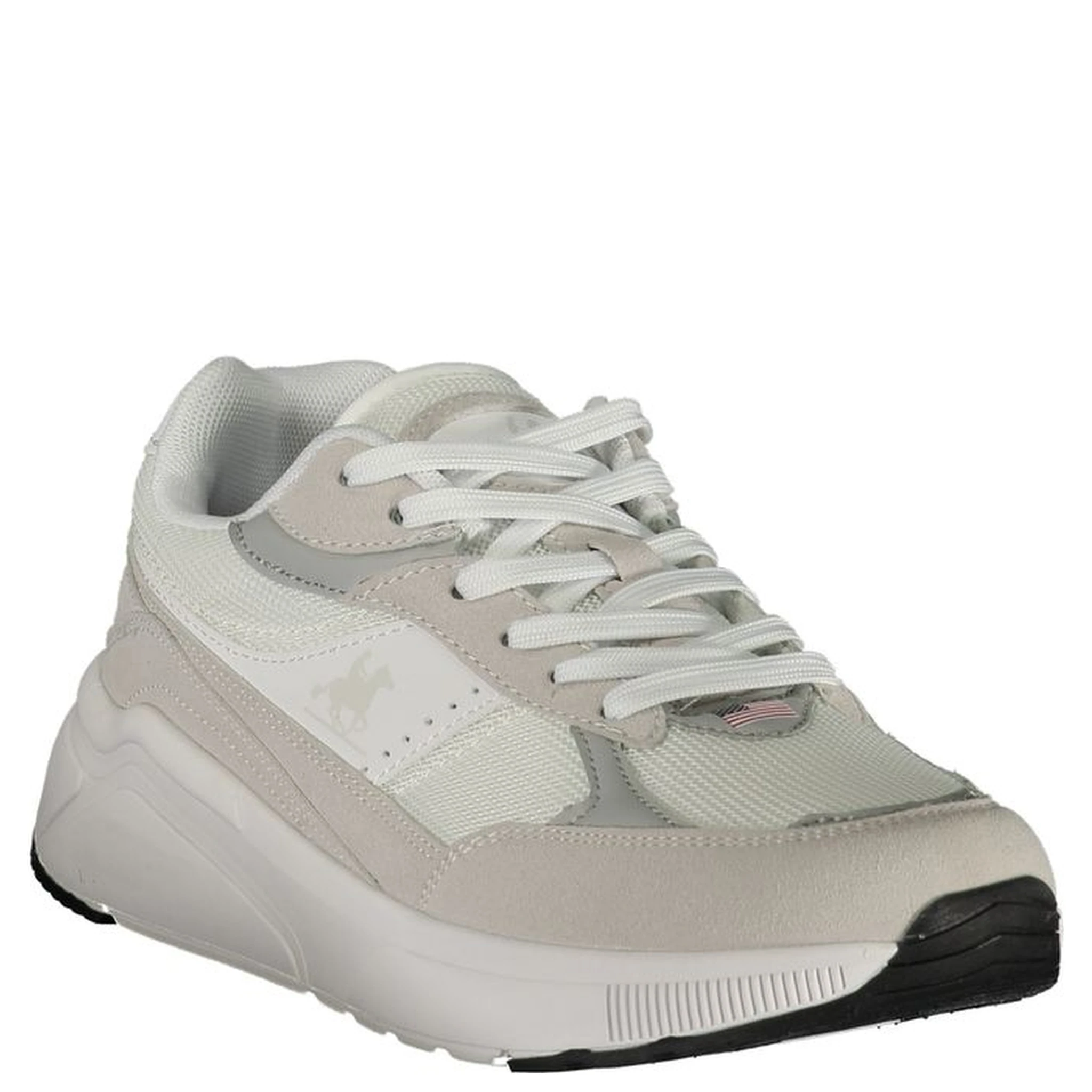 White Polyester Athletic Sneakers