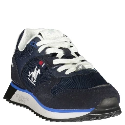 Blue Polyester Athletic Sneakers