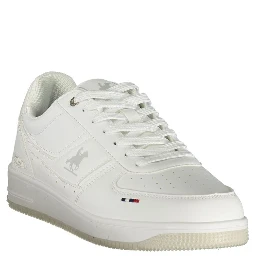 White Polyester Athletic Sneakers
