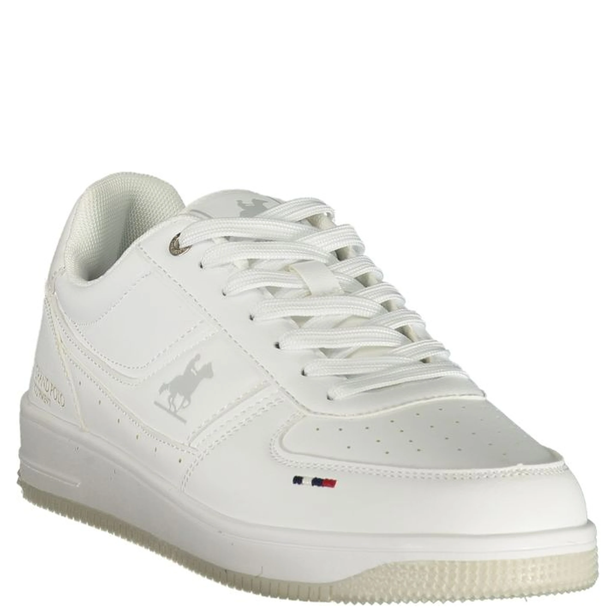 White Polyester Athletic Sneakers