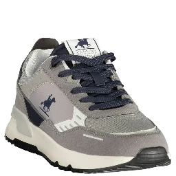 Gray Polyester Athletic Sneakers