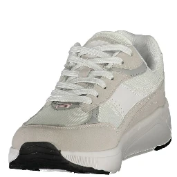 White Polyester Athletic Sneakers