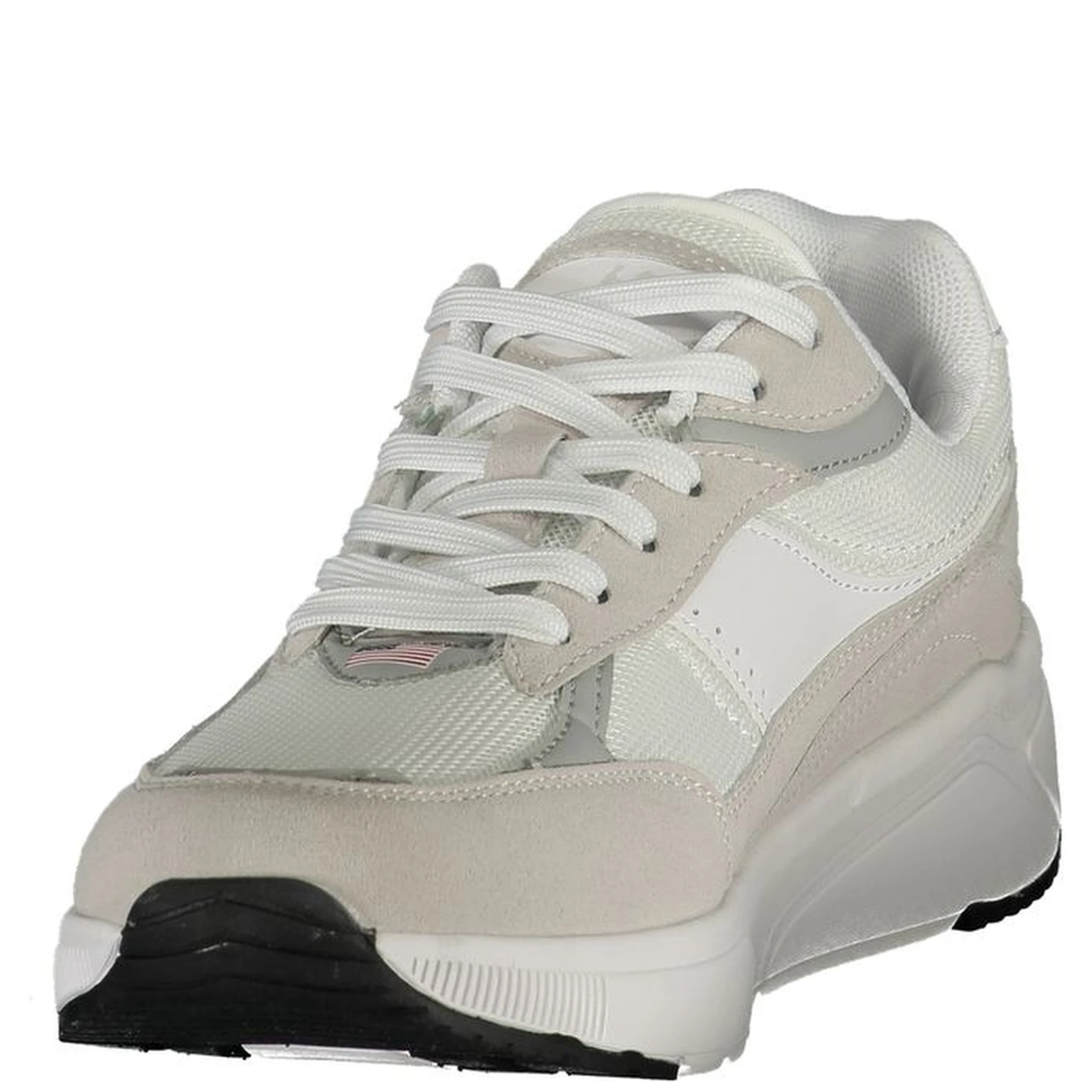 White Polyester Athletic Sneakers