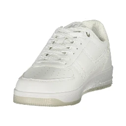 White Polyester Athletic Sneakers