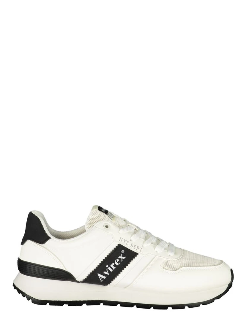 White Polyester Athletic Sneakers