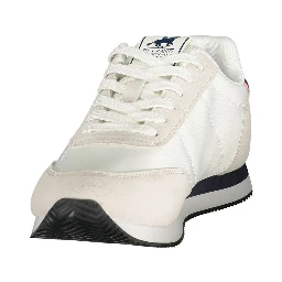 White Polyester Athletic Sneakers