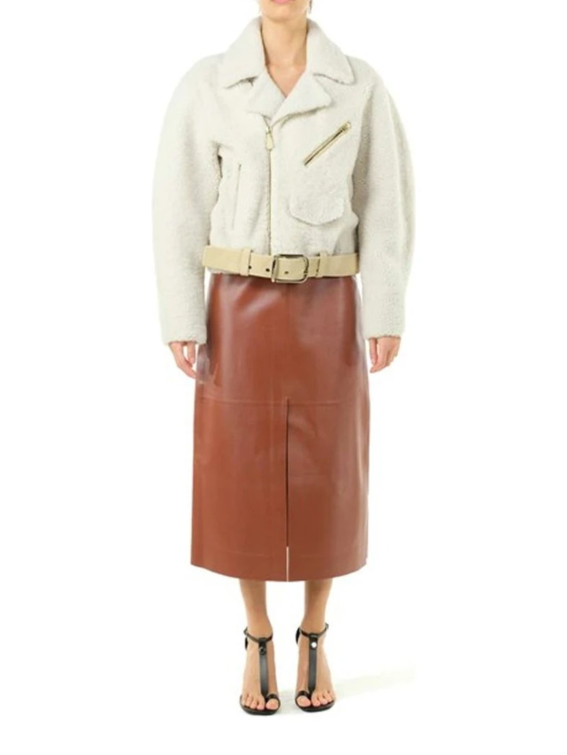 Beige Polyester Biker Jacket