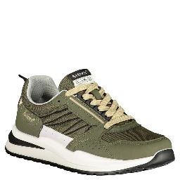 Green Polyester Athletic Sneakers
