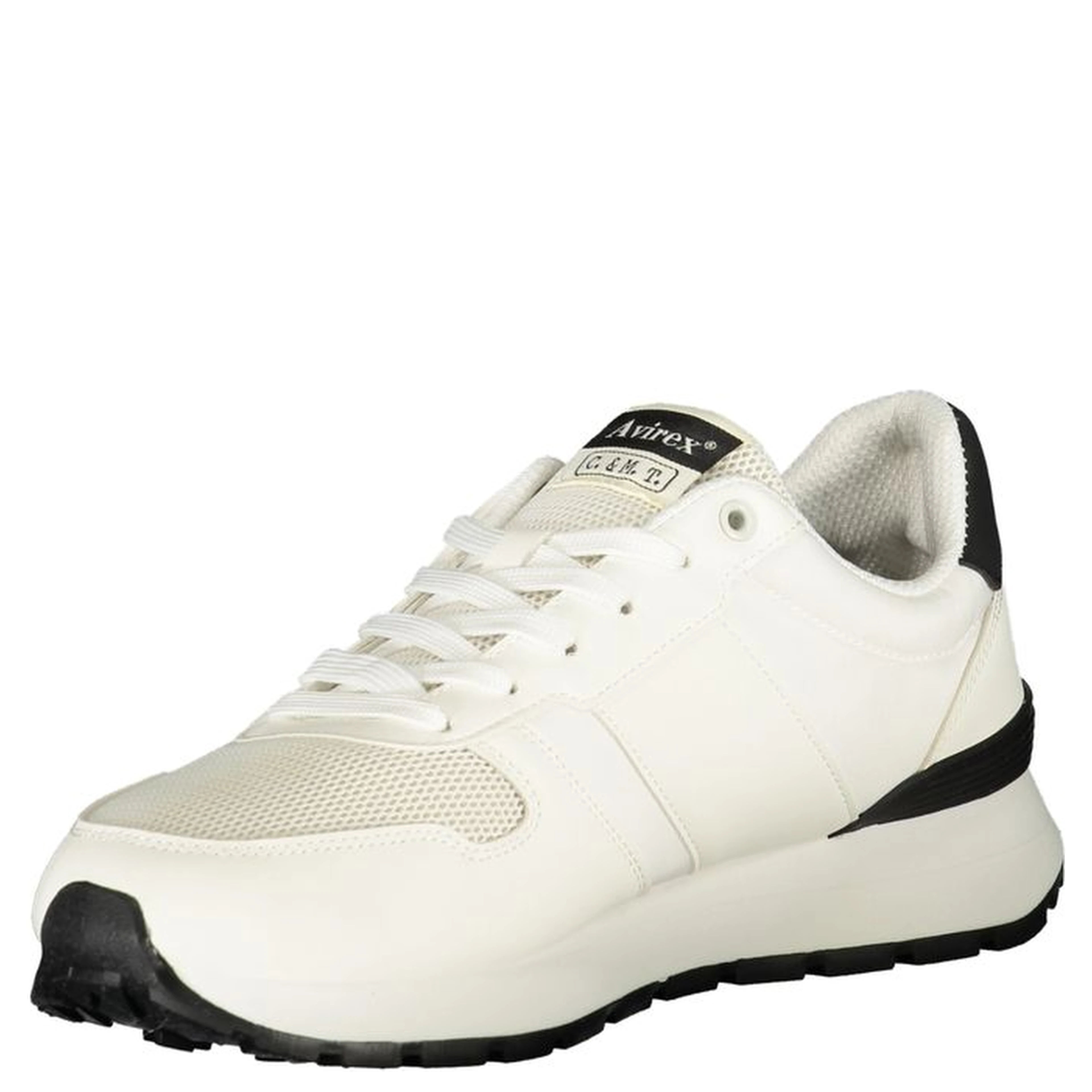 White Polyester Athletic Sneakers