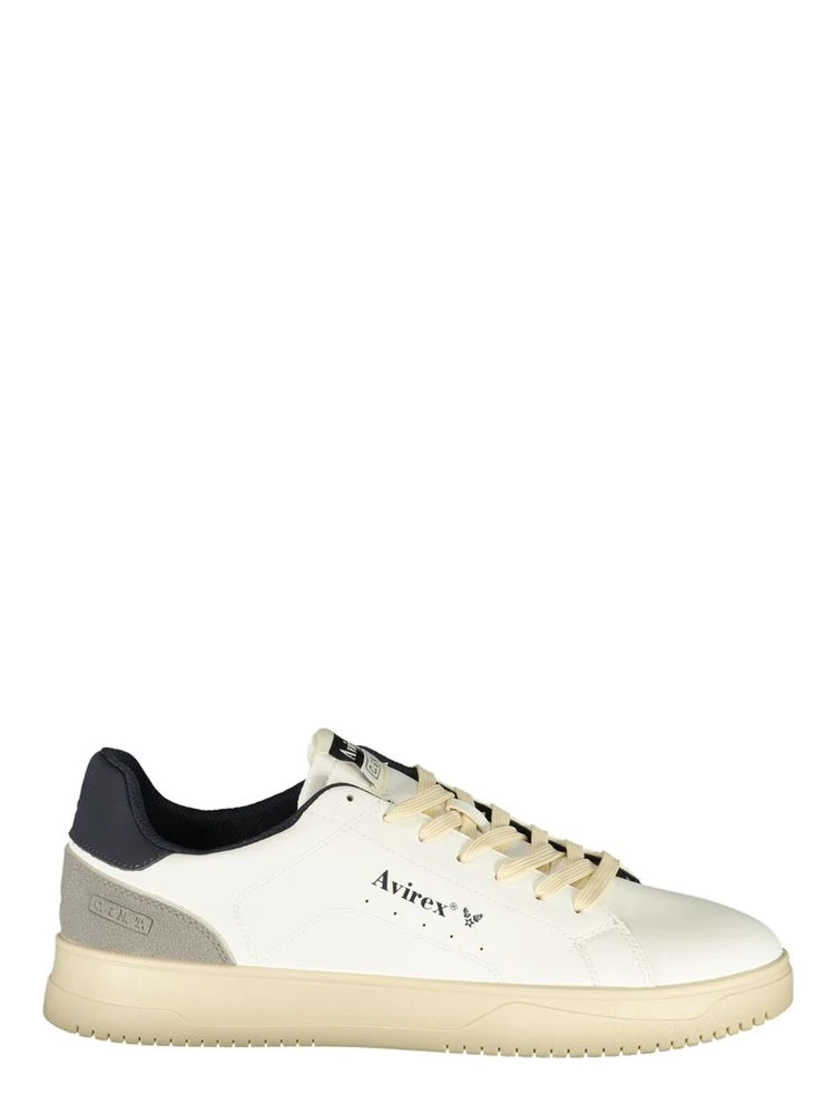 White Polyester Athletic Sneakers
