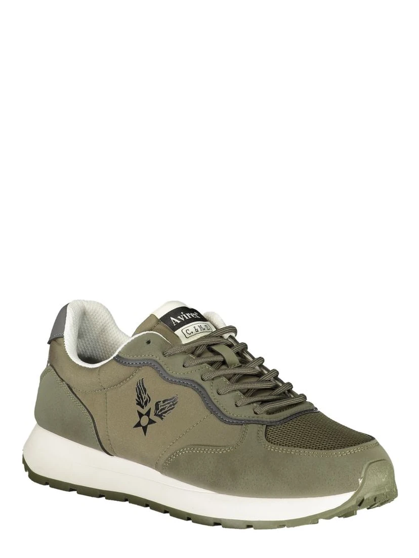 Green Polyester Athletic Sneakers
