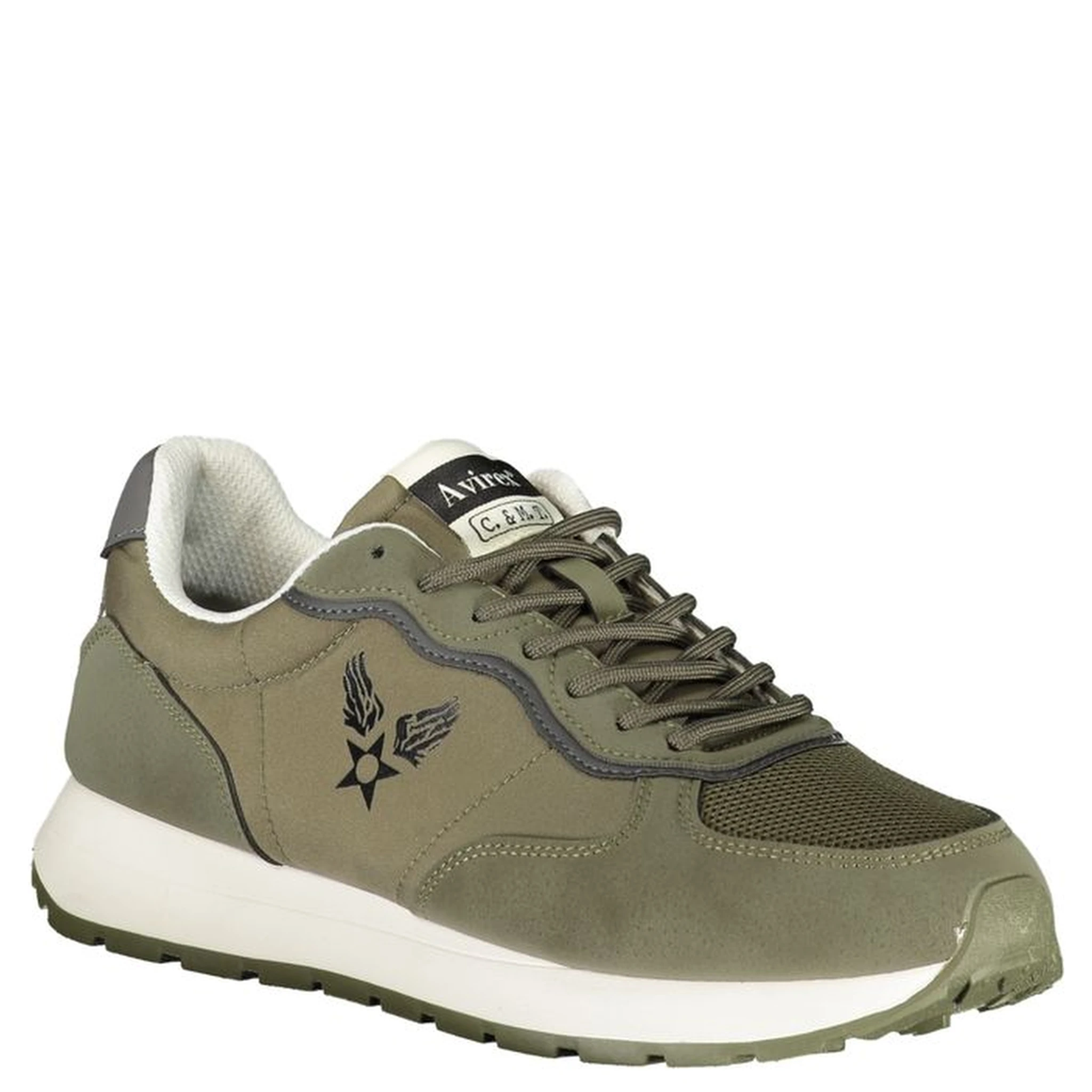 Green Polyester Athletic Sneakers