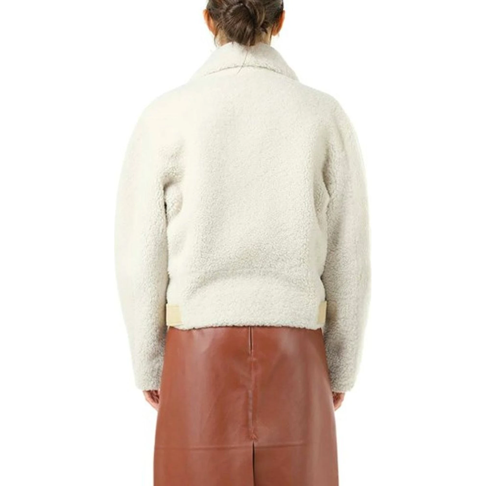 Beige Polyester Biker Jacket