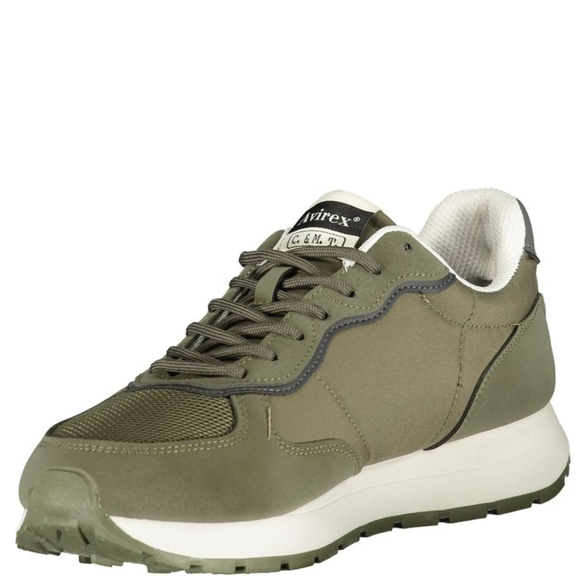 Green Polyester Athletic Sneakers