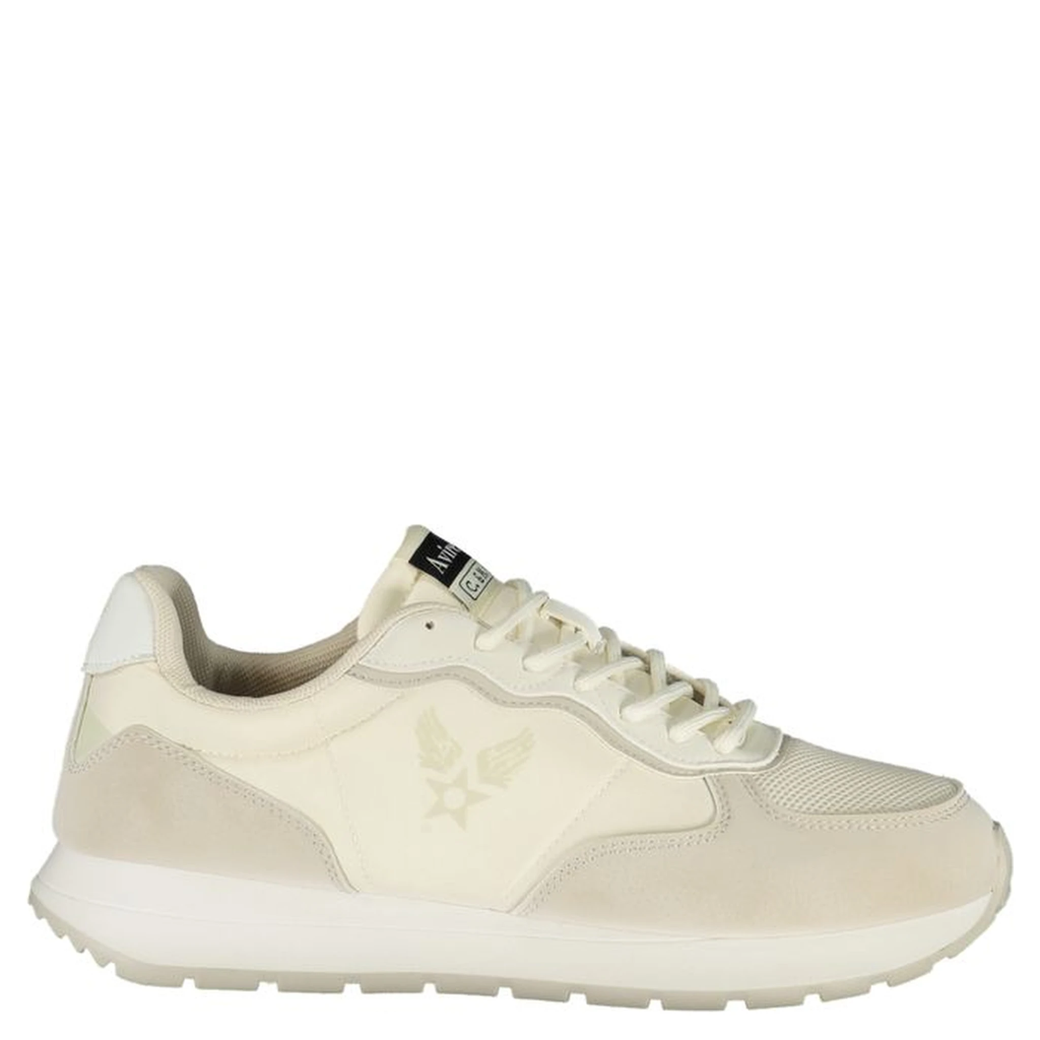 White Polyester Athletic Sneakers