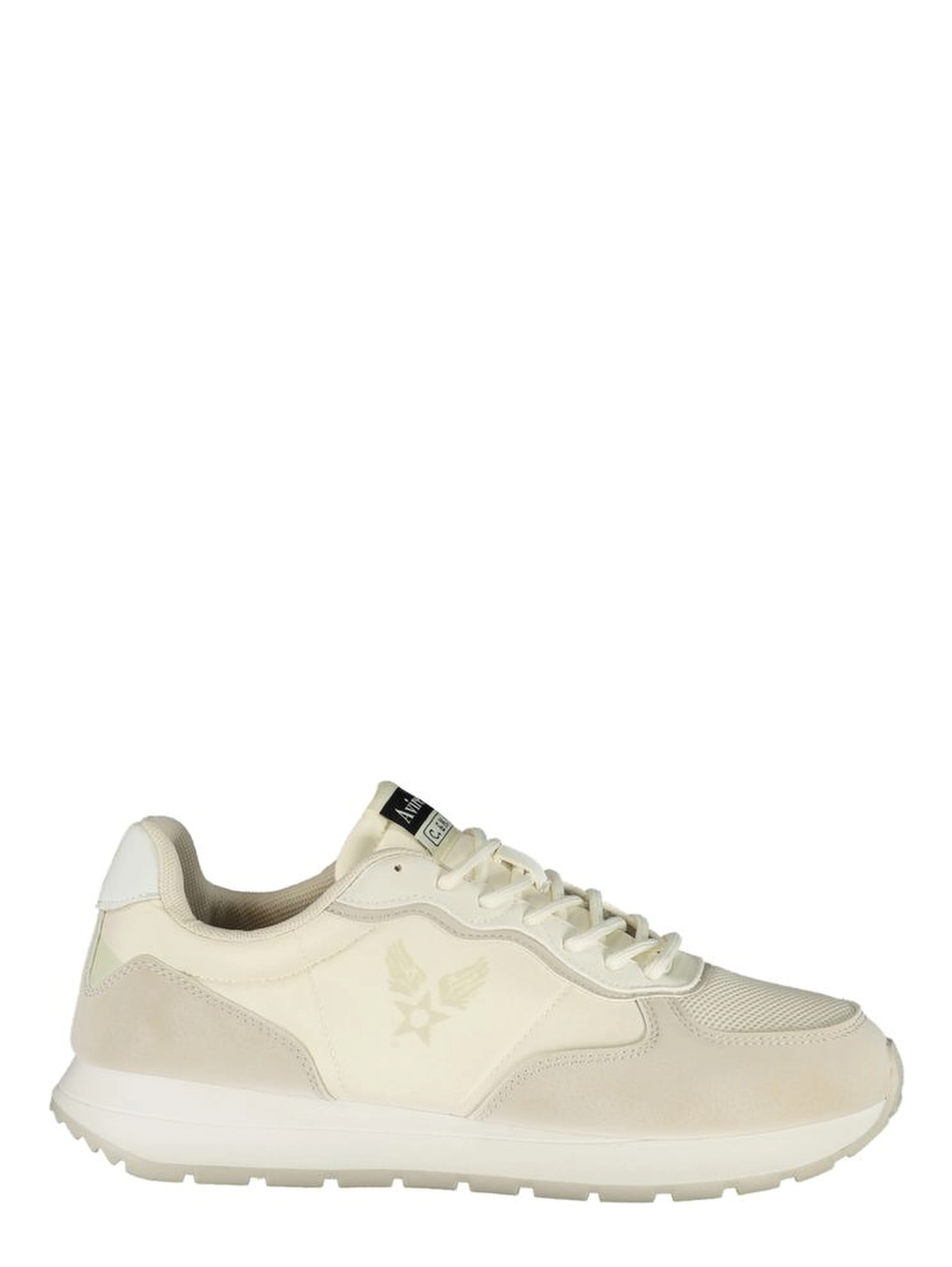 White Polyester Athletic Sneakers