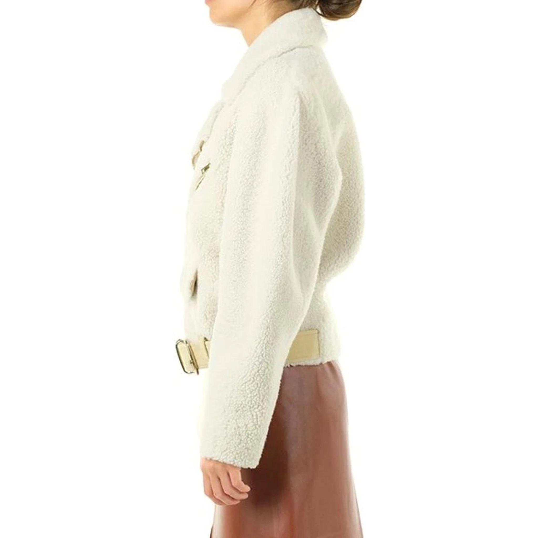 Beige Polyester Biker Jacket