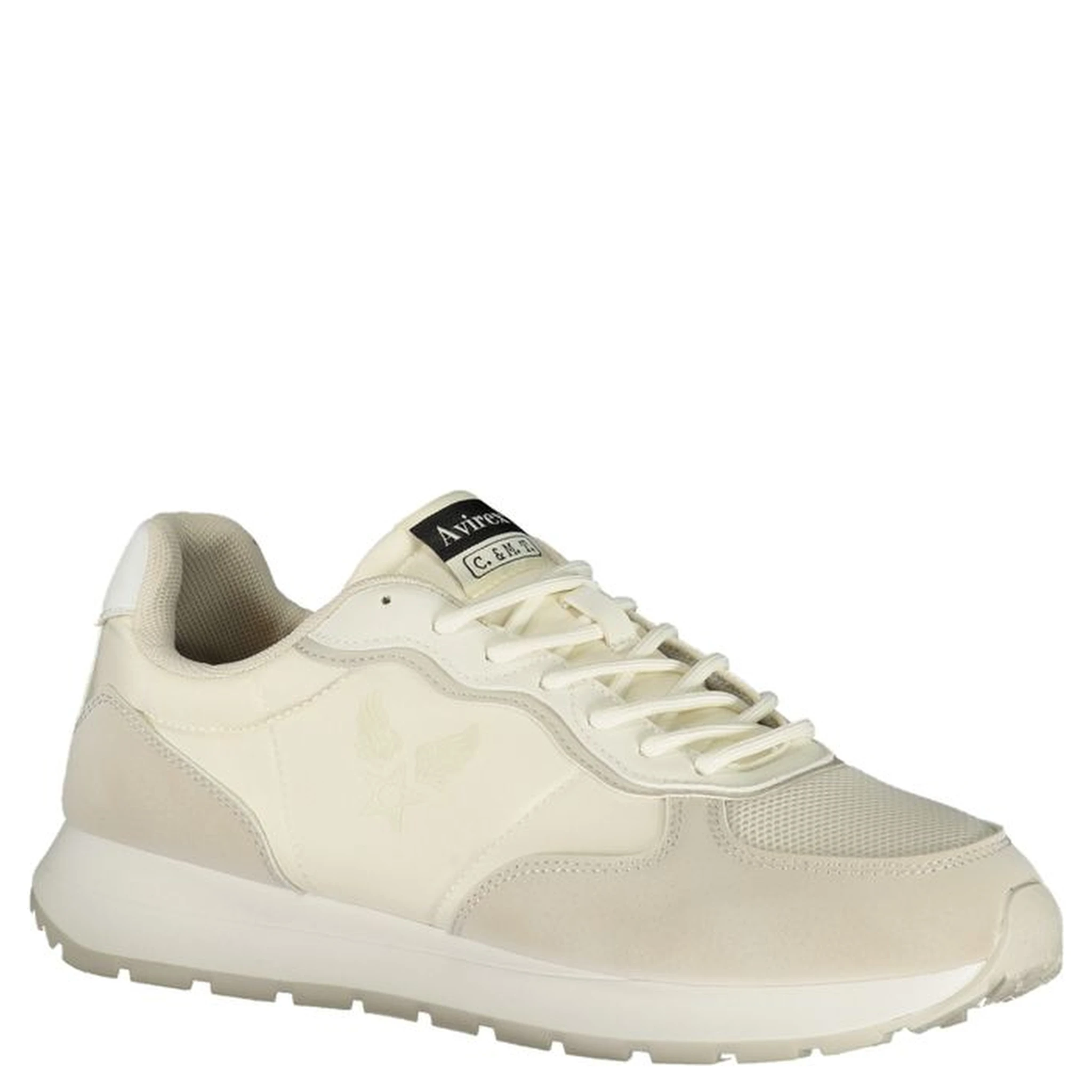 White Polyester Athletic Sneakers