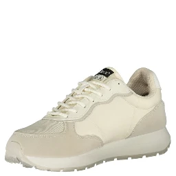 White Polyester Athletic Sneakers