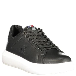 Black Polyester Athletic Sneakers