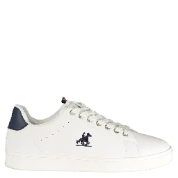 White Polyester Low Top Sneakers