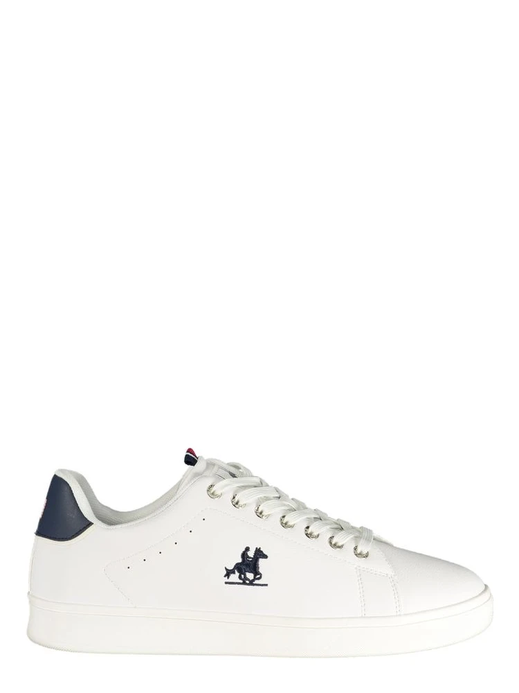 White Polyester Low Top Sneakers
