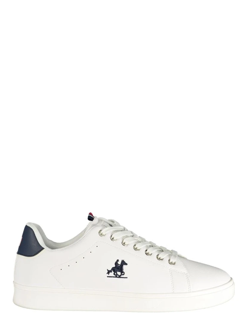 White Polyester Low Top Sneakers