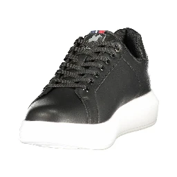 Black Polyester Athletic Sneakers