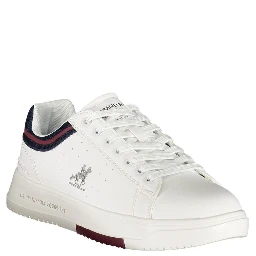 White Polyester Athletic Sneakers