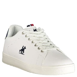White Polyester Low Top Sneakers
