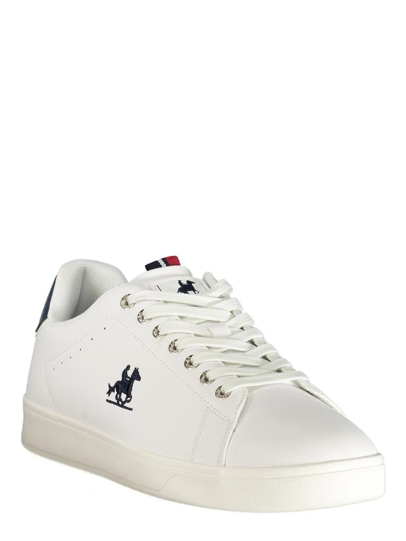 White Polyester Low Top Sneakers