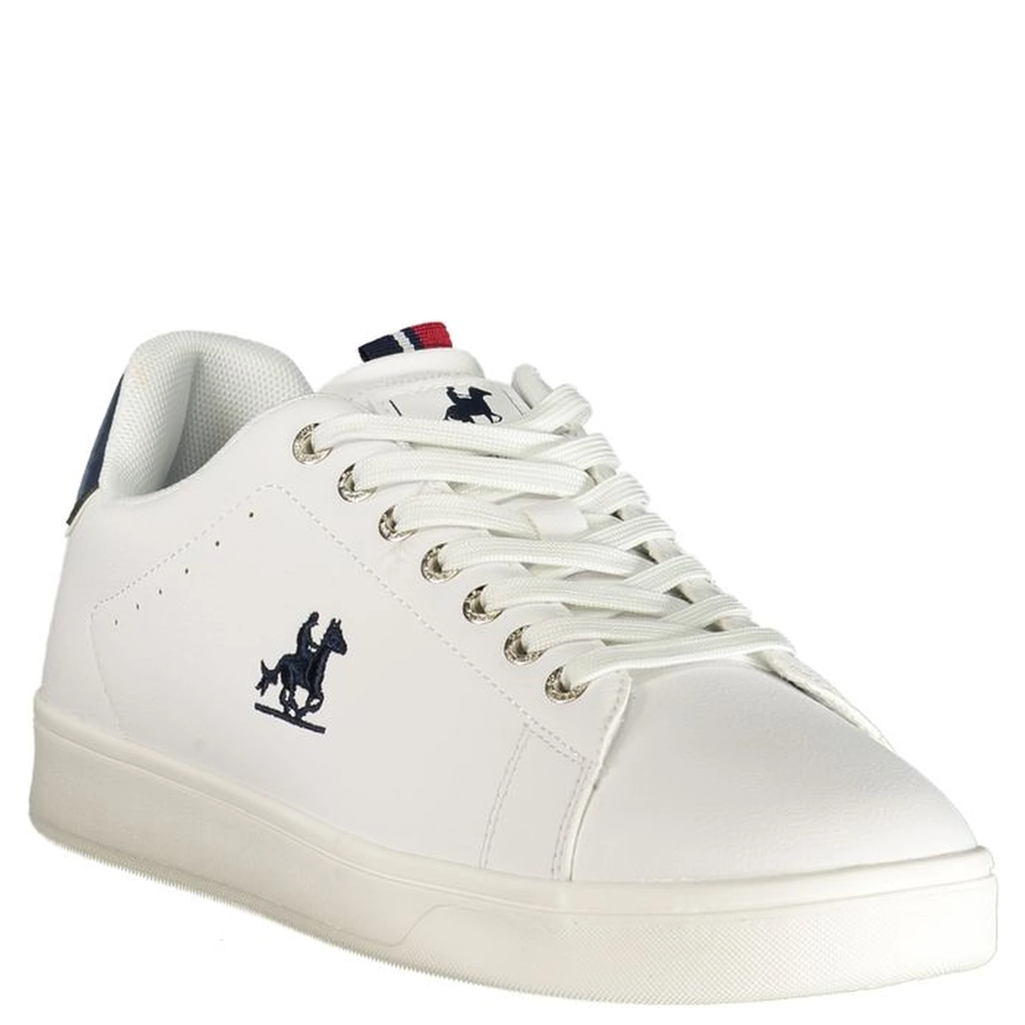 White Polyester Low Top Sneakers