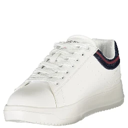 White Polyester Athletic Sneakers