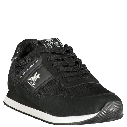 Black Polyester Athletic Sneakers