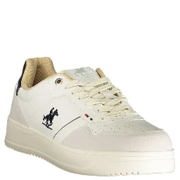 White Polyester Athletic Sneakers