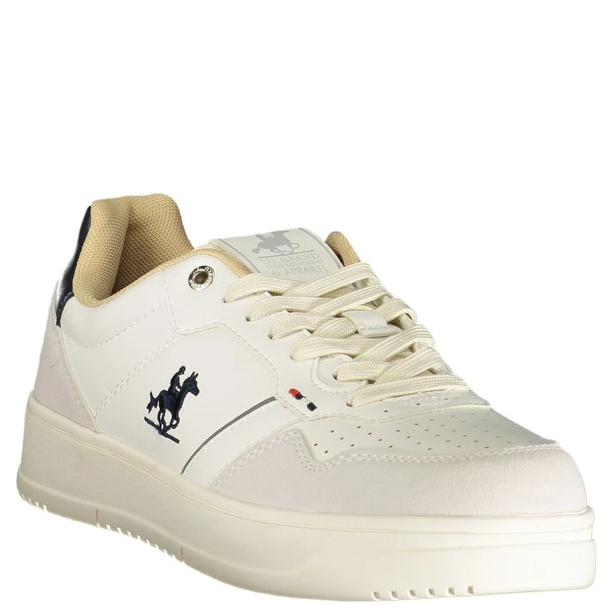 White Polyester Athletic Sneakers