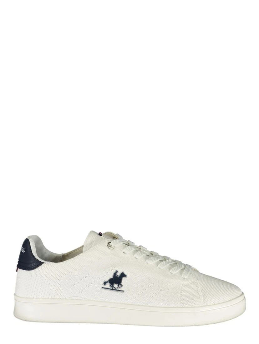White Polyester Low Top Sneakers