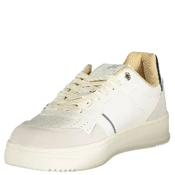 White Polyester Athletic Sneakers