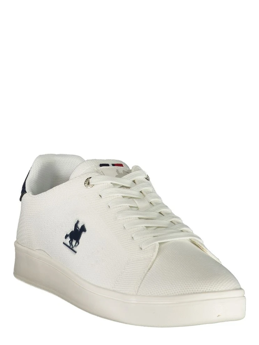 White Polyester Low Top Sneakers