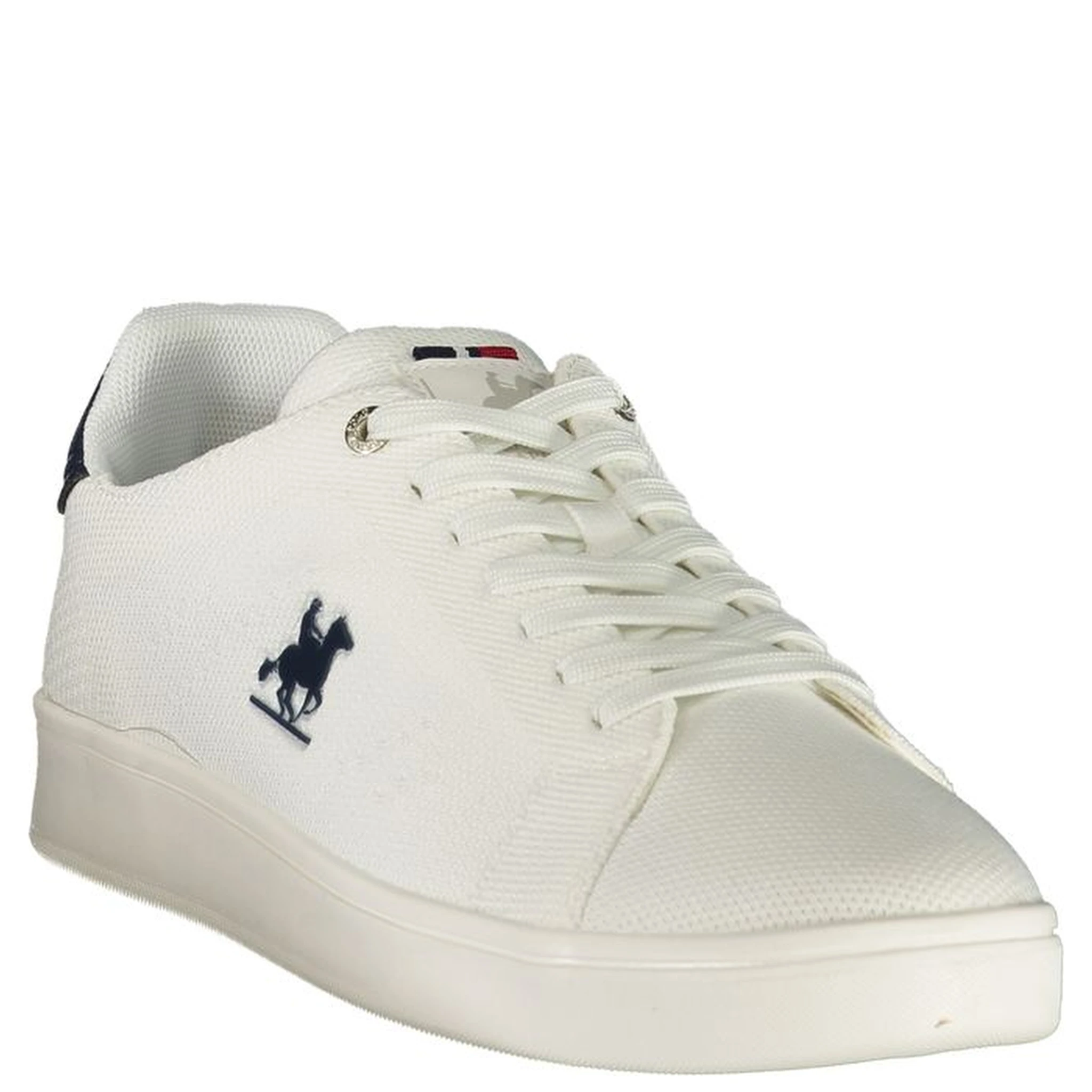 White Polyester Low Top Sneakers