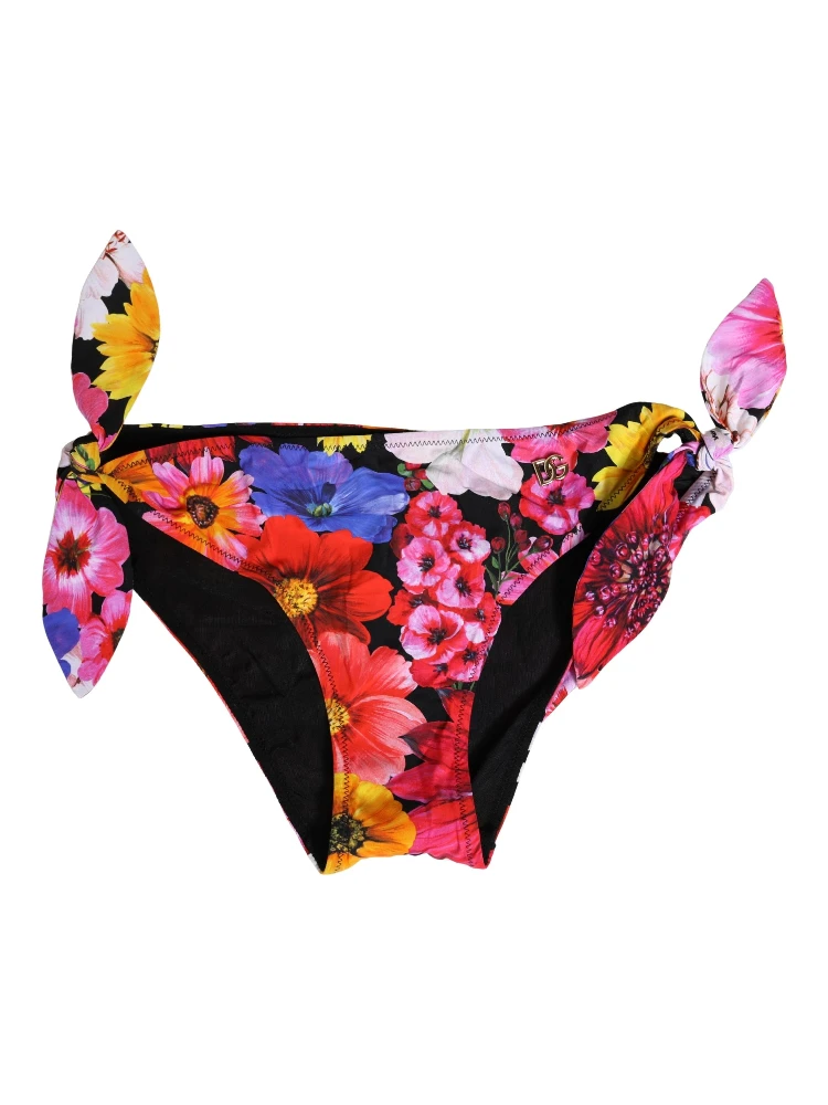 Black Floral Print Swimsuit Bikini Bottom Swimwear