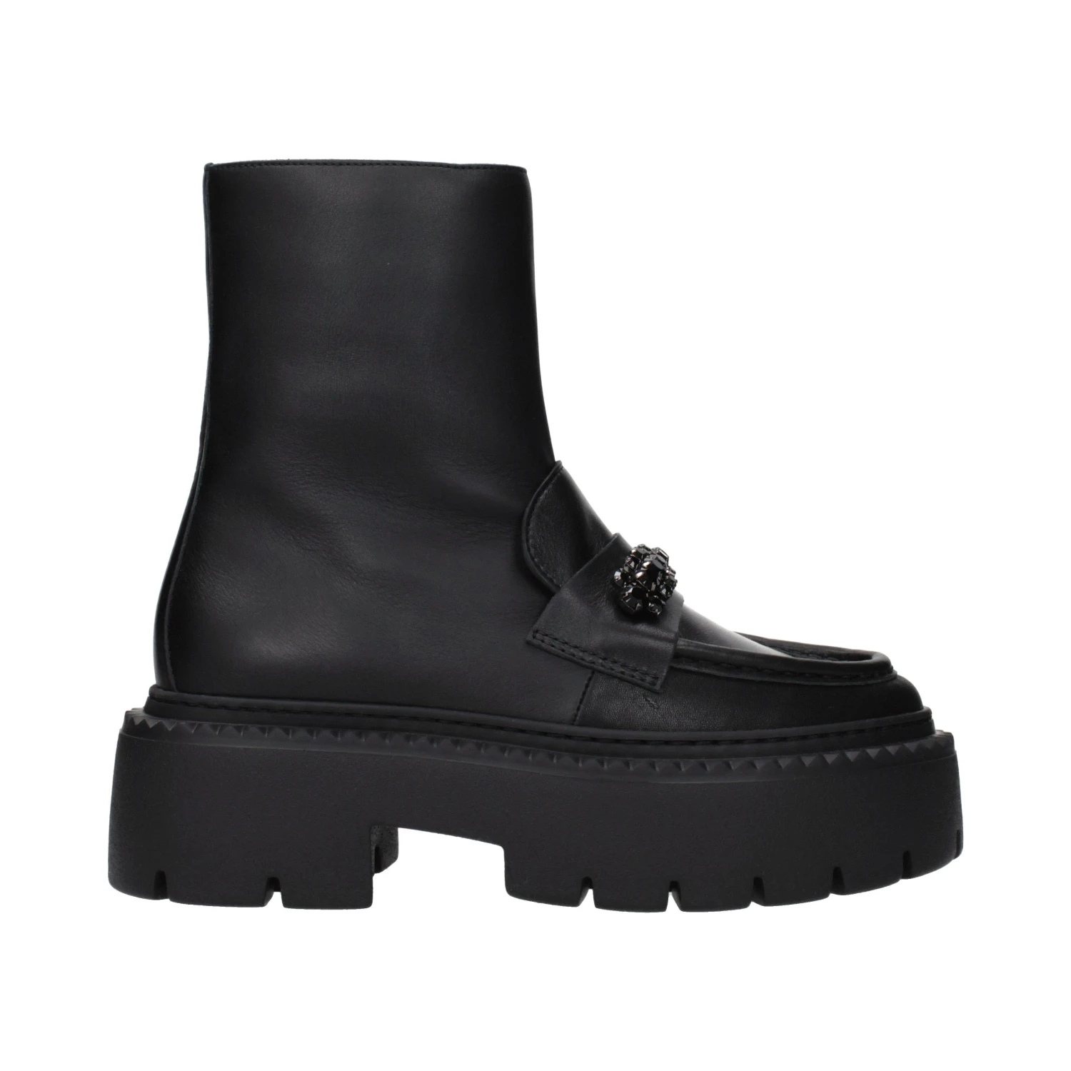 Black Leather Ankle Boots