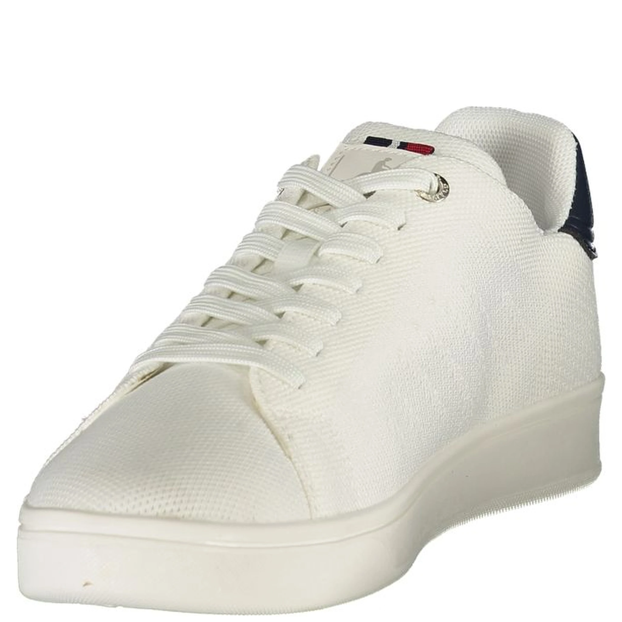 White Polyester Low Top Sneakers
